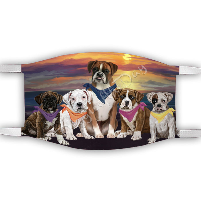 Family Sunset Boxer Dogs Face Mask FM49184