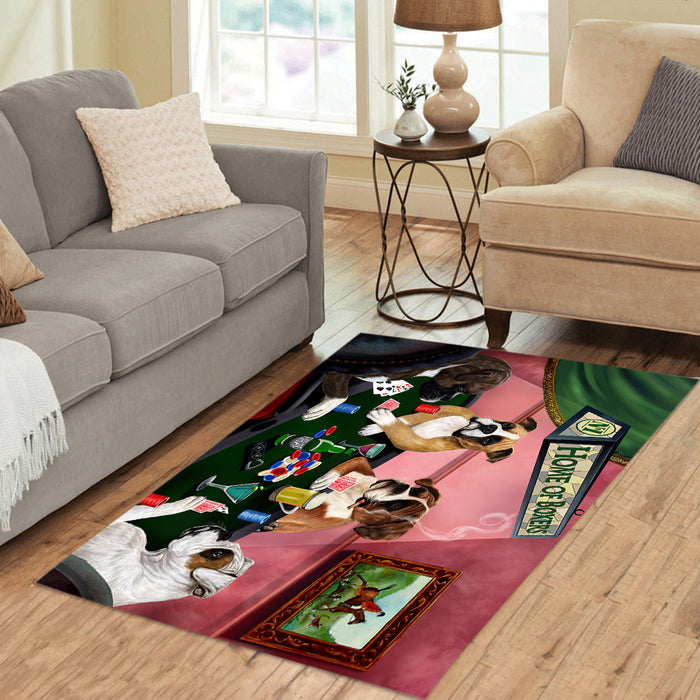 Home of  Boxer Dogs Playing Poker Area Rug