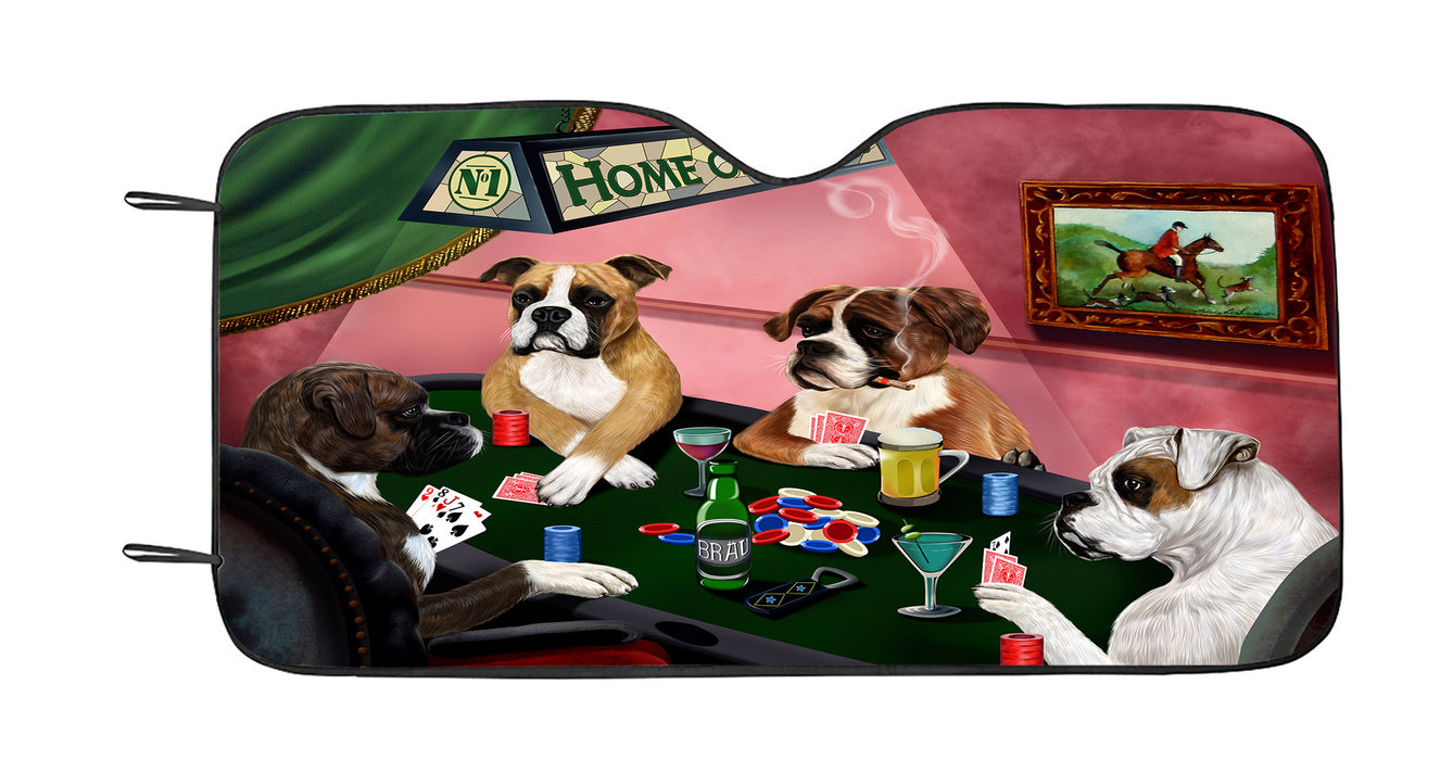 Home of  Boxer Dogs Playing Poker Car Sun Shade