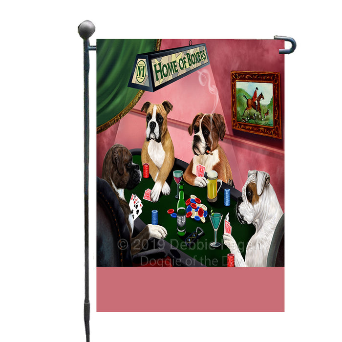Personalized Home of Boxer Dogs Four Dogs Playing Poker Custom Garden Flags GFLG-DOTD-A60250