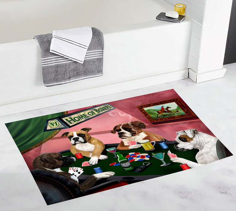 Home of  Boxer Dogs Playing Poker Bath Mat