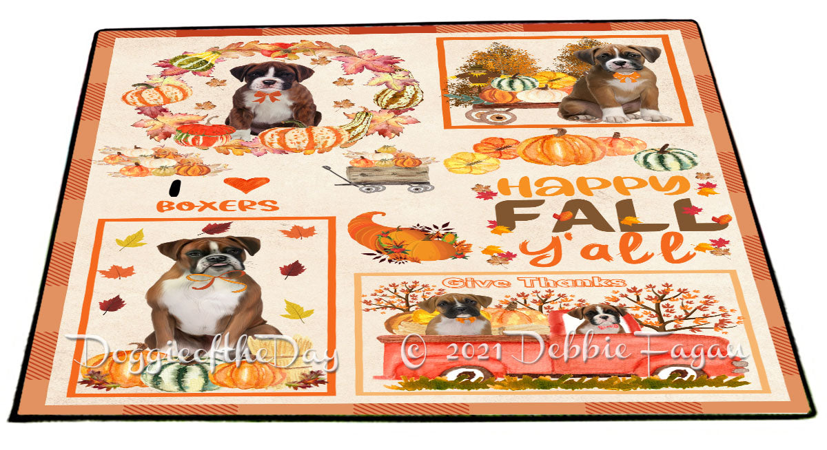 Happy Fall Y'all Pumpkin Boxer Dogs Indoor/Outdoor Welcome Floormat - Premium Quality Washable Anti-Slip Doormat Rug FLMS58576