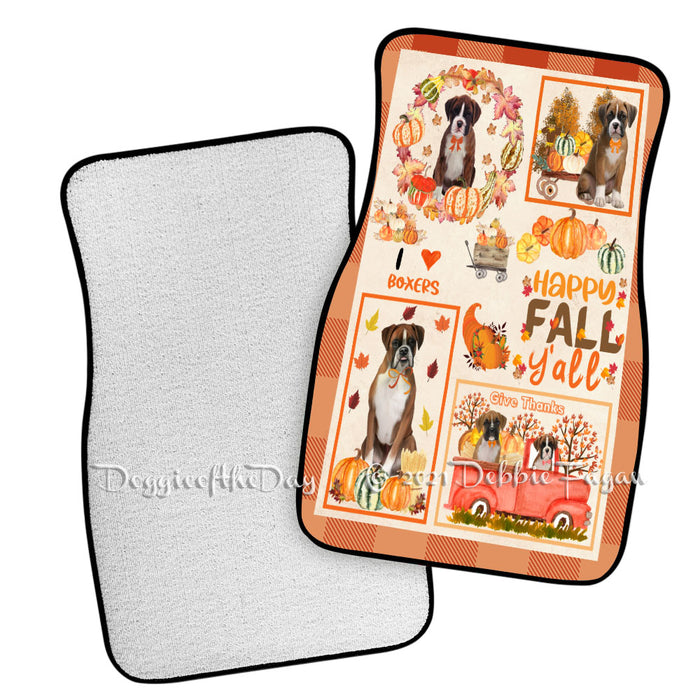 Happy Fall Y'all Pumpkin Boxer Dogs Polyester Anti-Slip Vehicle Carpet Car Floor Mats CFM49138