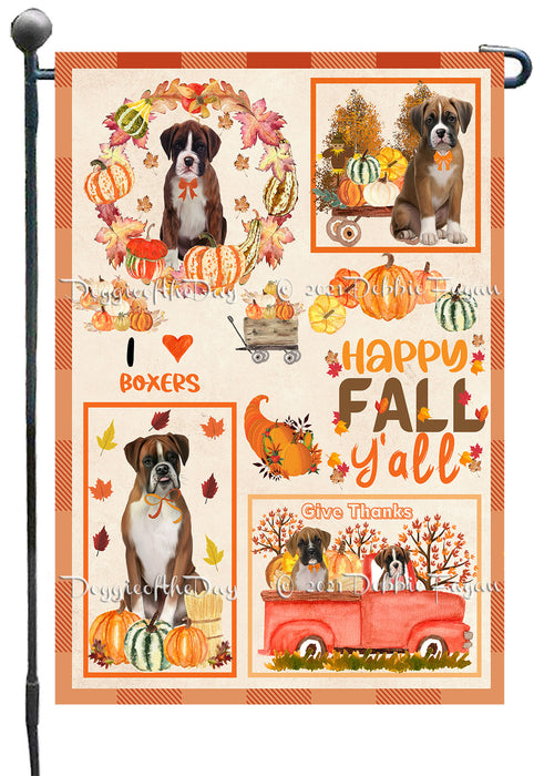 Happy Fall Y'all Pumpkin Boxer Dogs Garden Flags- Outdoor Double Sided Garden Yard Porch Lawn Spring Decorative Vertical Home Flags 12 1/2"w x 18"h