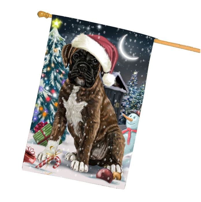 Have a Holly Jolly Christmas Boxer Dog House Flag Outdoor Decorative Double Sided Pet Portrait Weather Resistant Premium Quality Animal Printed Home Decorative Flags 100% Polyester FLG67853