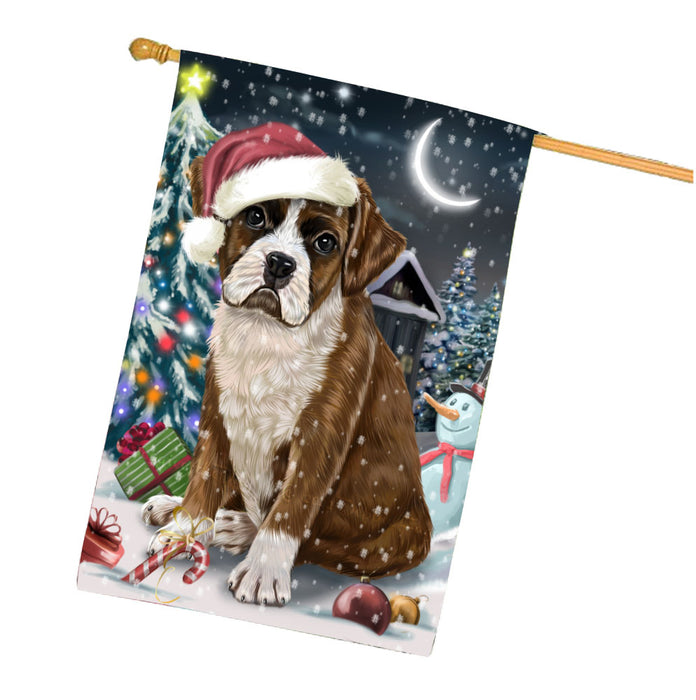 Have a Holly Jolly Christmas Boxer Dog House Flag Outdoor Decorative Double Sided Pet Portrait Weather Resistant Premium Quality Animal Printed Home Decorative Flags 100% Polyester FLG67854
