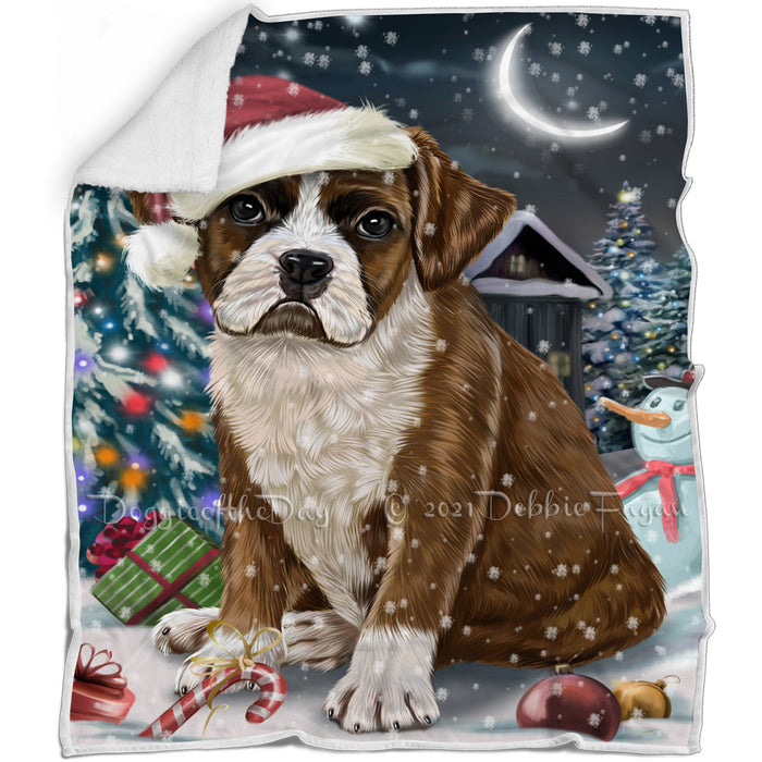 Have a Holly Jolly Christmas Boxer Dog in Holiday Background Blanket D059