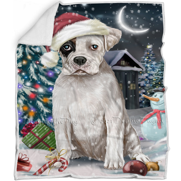 Have a Holly Jolly Christmas Boxer Dog in Holiday Background Blanket D060