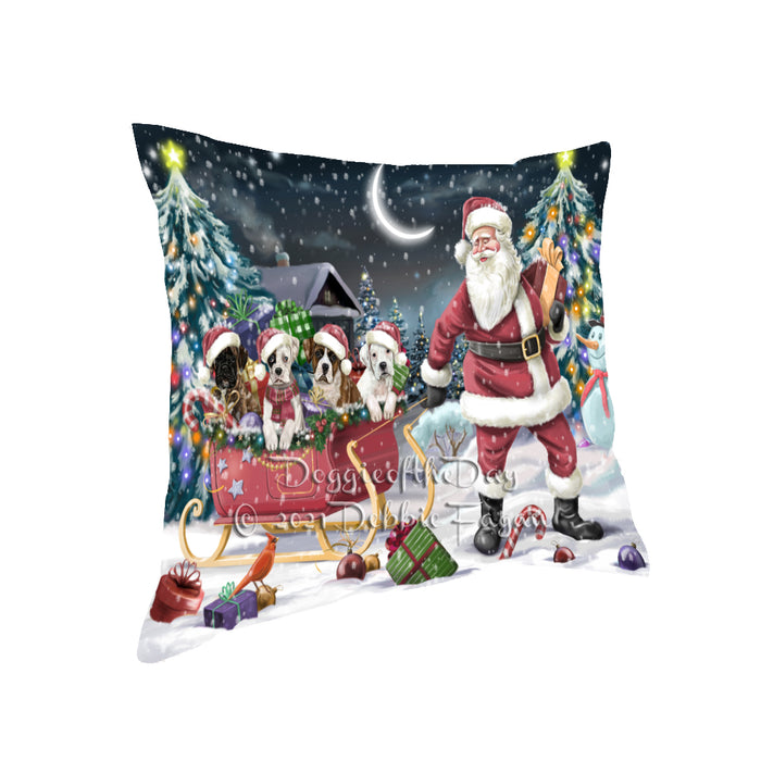 Christmas Santa Sled Boxer Dogs Pillow with Top Quality High-Resolution Images - Ultra Soft Pet Pillows for Sleeping - Reversible & Comfort - Ideal Gift for Dog Lover - Cushion for Sofa Couch Bed - 100% Polyester