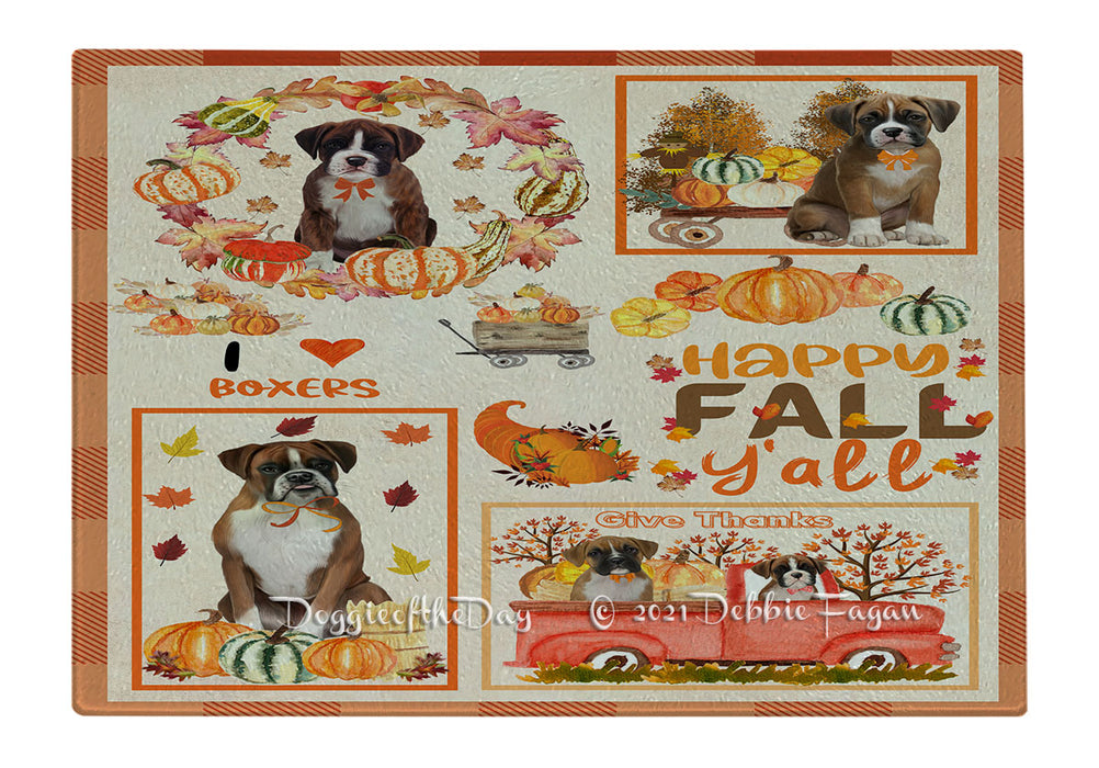 Happy Fall Y'all Pumpkin Boxer Dogs Cutting Board - Easy Grip Non-Slip Dishwasher Safe Chopping Board Vegetables C79825