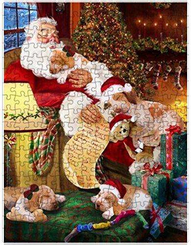 Bracco Italiano Dog and Puppies Sleeping with Santa Puzzle with Photo Tin
