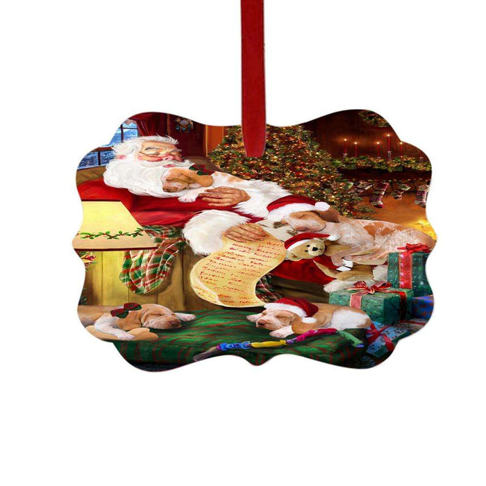 Bracco Italiano Dogs and Puppies Sleeping with Santa Double-Sided Photo Benelux Christmas Ornament LOR49259