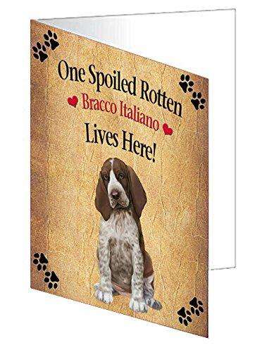 Bracco Italiano Puppy Spoiled Rotten Dog Handmade Artwork Assorted Pets Greeting Cards and Note Cards with Envelopes for All Occasions and Holiday Seasons