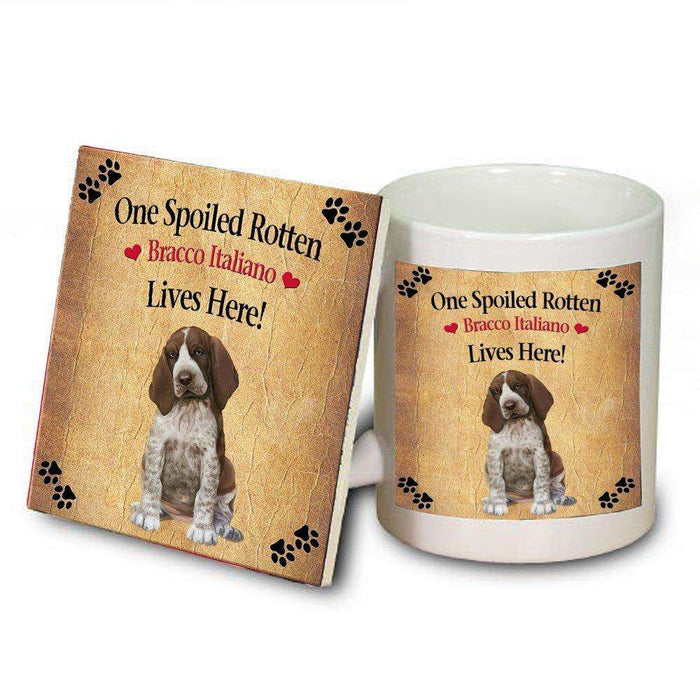 Bracco Italiano Puppy Spoiled Rotten Dog Mug and Coaster Set