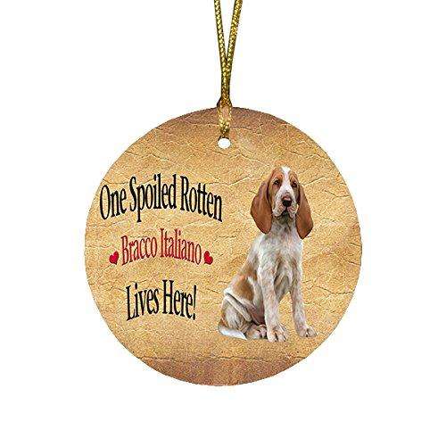 Bracco Italiano Puppy Spoiled Rotten Dog Round Christmas Ornament