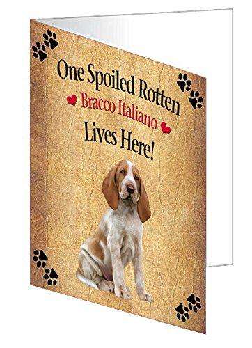 Bracco Italiano Spoiled Rotten Dog Handmade Artwork Assorted Pets Greeting Cards and Note Cards with Envelopes for All Occasions and Holiday Seasons