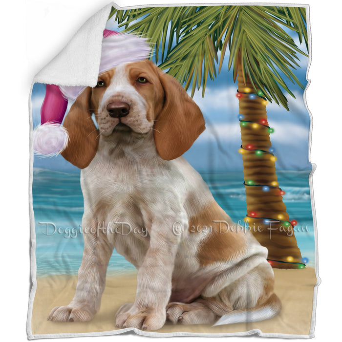 Summertime Happy Holidays Christmas Bracco Italiano Dog on Tropical Island Beach Blanket D161