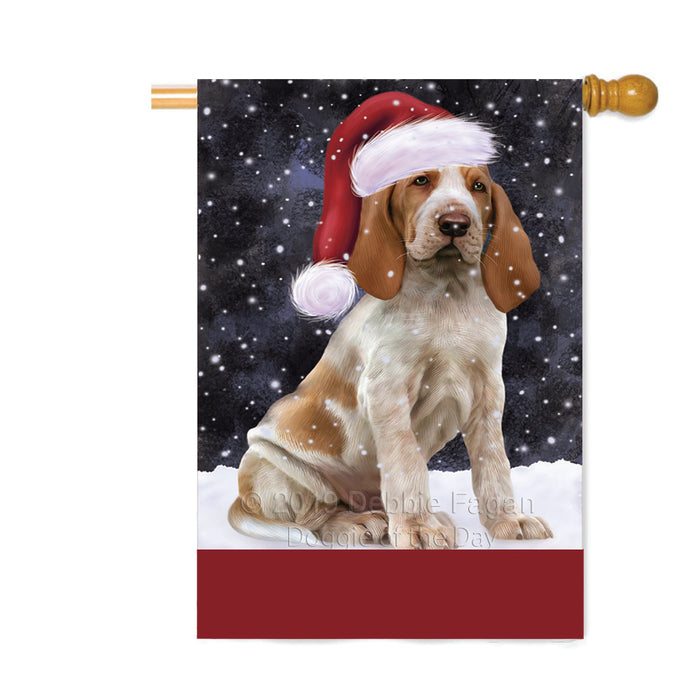 Personalized Let It Snow Happy Holidays Bracco Italiano Dog Custom House Flag FLG-DOTD-A62339