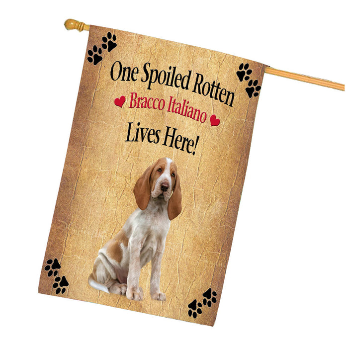 Spoiled Rotten Bracco Italiano Dog House Flag Outdoor Decorative Double Sided Pet Portrait Weather Resistant Premium Quality Animal Printed Home Decorative Flags 100% Polyester FLG68239