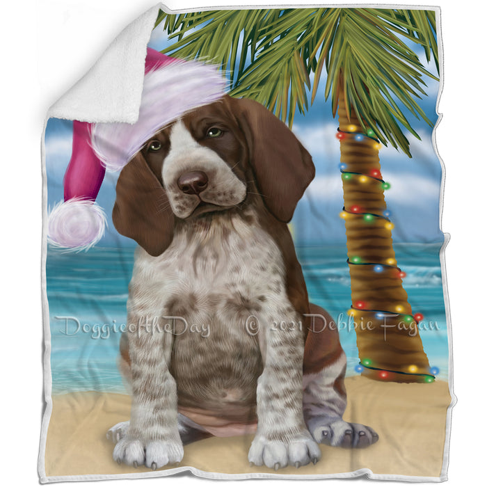 Summertime Happy Holidays Christmas Bracco Italiano Dog on Tropical Island Beach Blanket D162