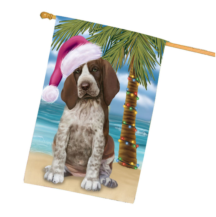 Christmas Summertime Beach Bracco Italiano Dog House Flag Outdoor Decorative Double Sided Pet Portrait Weather Resistant Premium Quality Animal Printed Home Decorative Flags 100% Polyester FLG68700