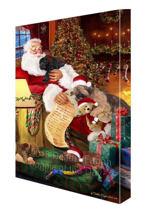 Briard Dog and Puppies Sleeping with Santa Canvas Gallery Wrap 1.5" Inch