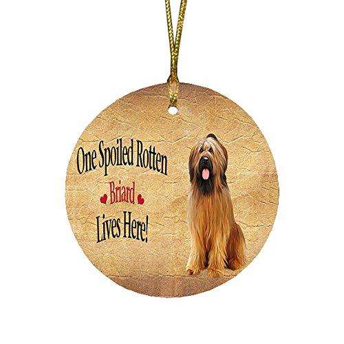 Briard Spoiled Rotten Dog Round Christmas Ornament