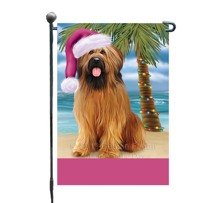 Personalized Summertime Happy Holidays Christmas Briard Dog on Tropical Island Beach  Custom Garden Flags GFLG-DOTD-A60430