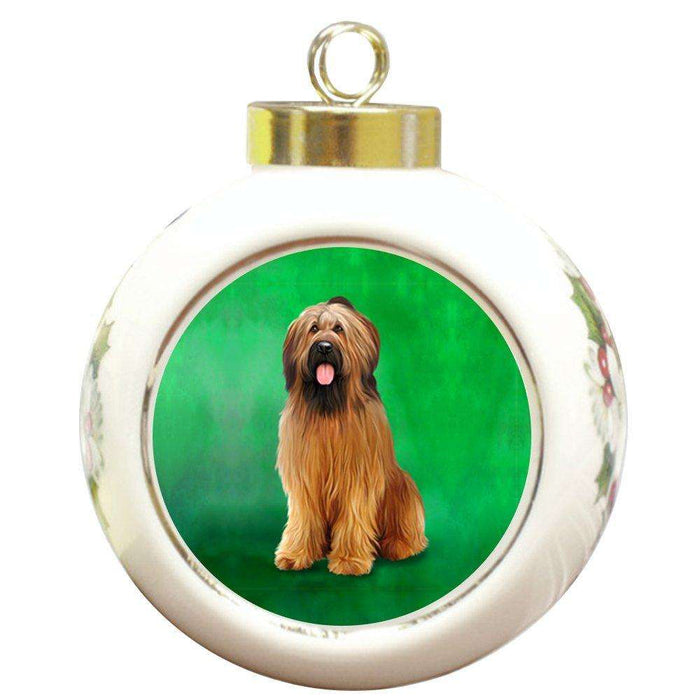 Briards Dog Round Ceramic Christmas Ornament