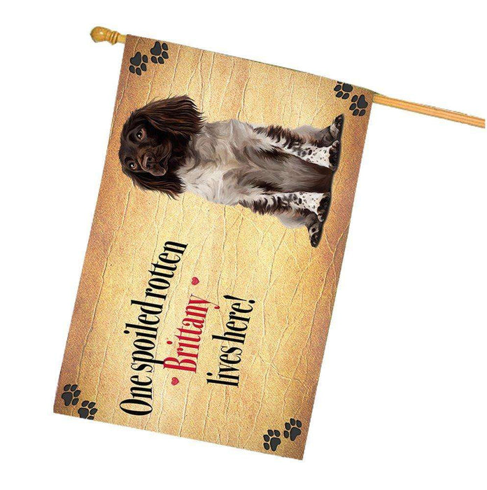 Britany Sitting Spoiled Rotten Dog House Flag