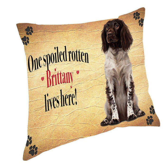 Britany Sitting Spoiled Rotten Dog Throw Pillow