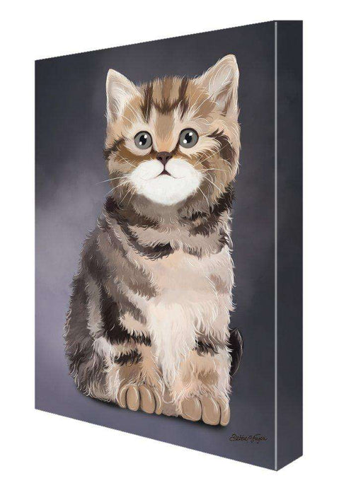 British Kitten Cat Painting Printed on Canvas Wall Art Signed