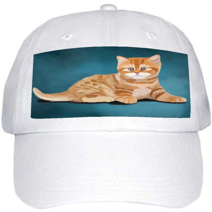 British Orange Kitten Cat Ball Hat Cap Off White