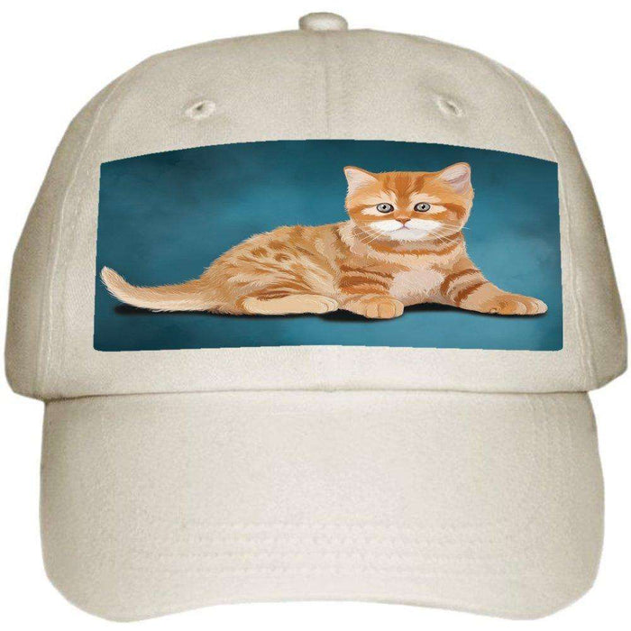 British Orange Kitten Cat Ball Hat Cap Off White