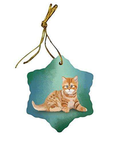 British Shorthair Cat Christmas Snowflake Ceramic Ornament