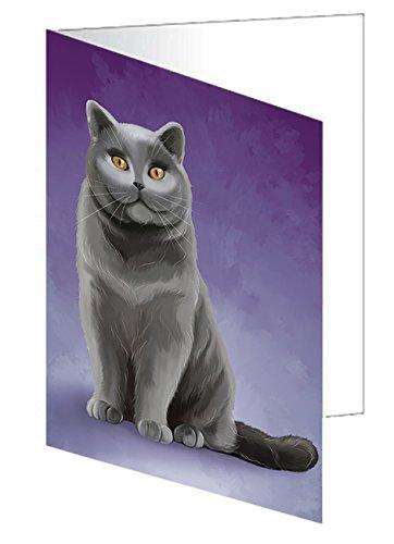 British Shorthair Cat Handmade Artwork Assorted Pets Greeting Cards and Note Cards with Envelopes for All Occasions and Holiday Seasons D102