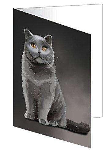 British Shorthair Cat Handmade Artwork Assorted Pets Greeting Cards and Note Cards with Envelopes for All Occasions and Holiday Seasons