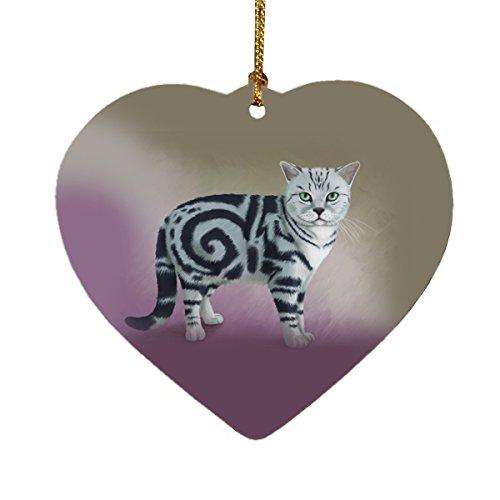 British Shorthair Cat Heart Christmas Ornament