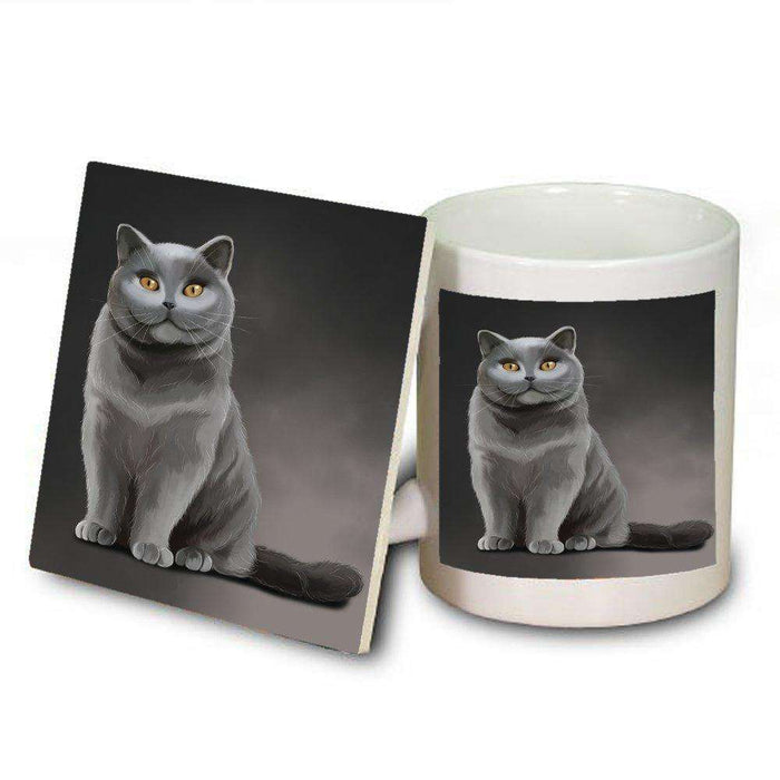 British Shorthair Cat Mug and Coaster Set