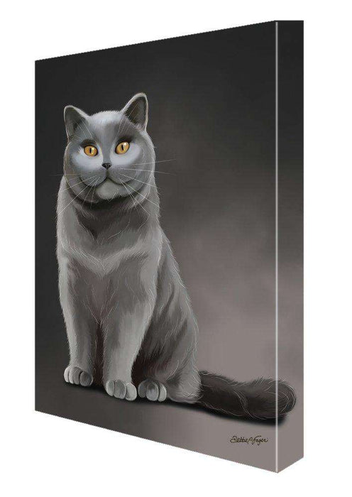 British Shorthair Cat Painting Printed on Canvas Wall Art Signed