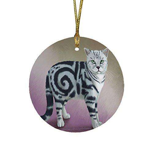 British Shorthair Cat Round Christmas Ornament