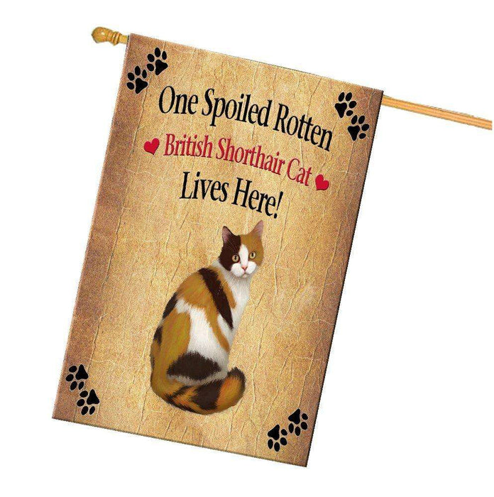 British Shorthair Spoiled Rotten Cat House Flag