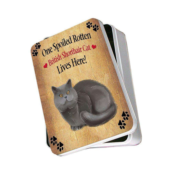 British Shorthair Spoiled Rotten Cat Photo Storage Tin