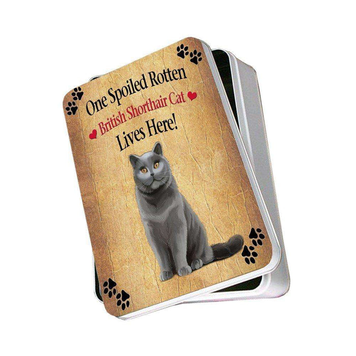 British Shorthair Spoiled Rotten Cat Photo Storage Tin