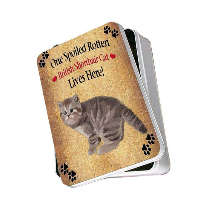 British Shorthair Spoiled Rotten Cat Photo Storage Tin