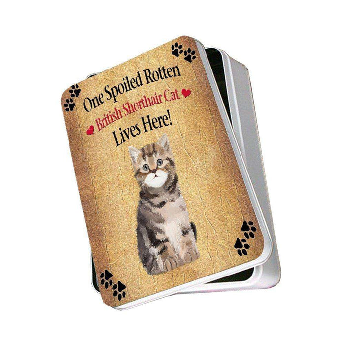 British Shorthair Spoiled Rotten Cat Photo Storage Tin