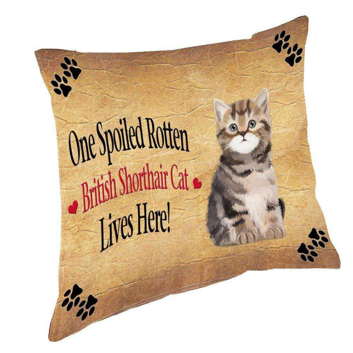 British Shorthair Spoiled Rotten Cat Throw Pillow