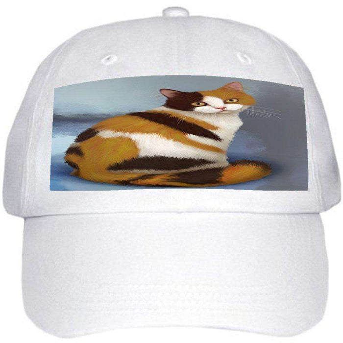 British Shorthaired Calico Cat Ball Hat Cap Off White