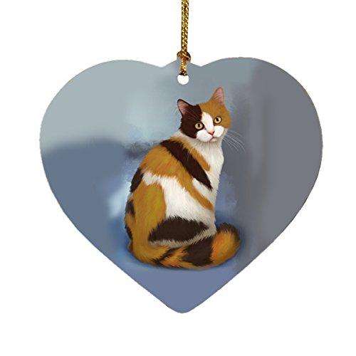 British Shorthaired Calico Cat Heart Christmas Ornament