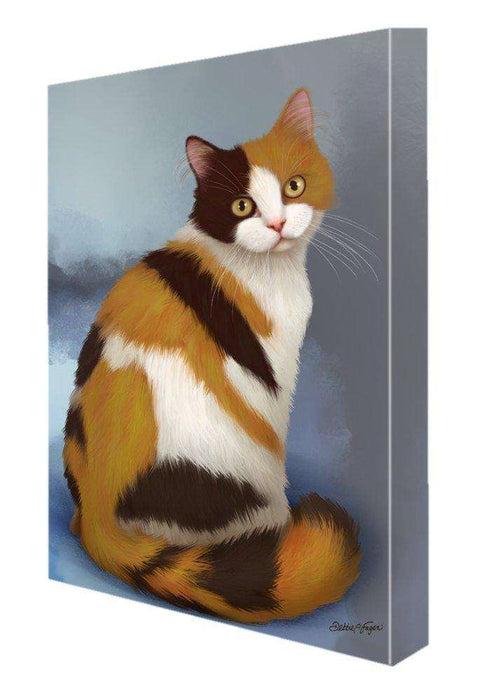 British Shorthaired Calico Cat Painting Printed on Canvas Wall Art Signed